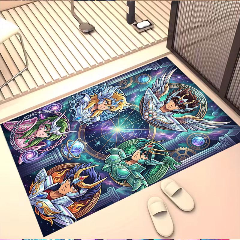 Saint Seiya Print Rug, Washable Floor Carpet, For Entryway Dorm Laundry Room Office Study, Home Decor Birthday Christmas Gift