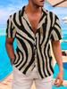 Fashion Pattern Men's Short Sleeve Button- Collar Shirt, Novel and Stylish Hawaiian Style Top for Summer Beach Resorts