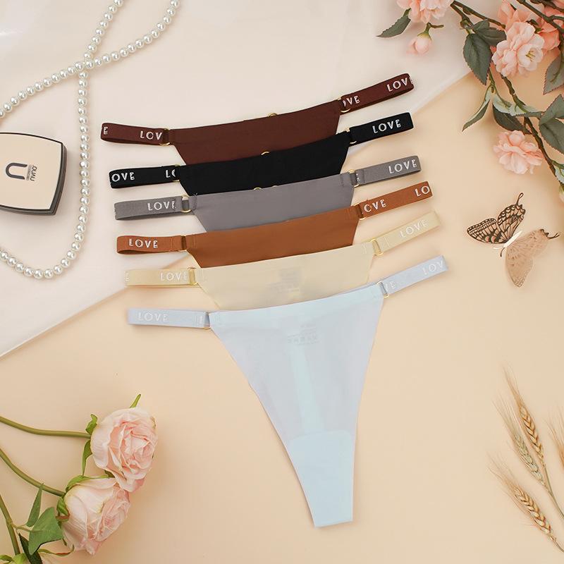 Ultracienkie bezszwowe stringi z literami dla kobiet Seksowne niewidoczne elastyczne niskie w pasie Szybkoschnąca oddychająca bielizna Miękkie wygodne niewidoczne majtki