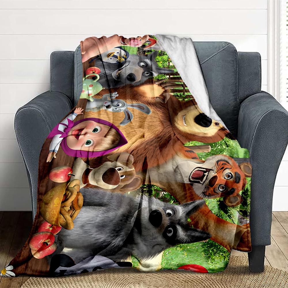 Masha Friends Flannel Blanket Throw Blanket Soft Warm Sofa Bed Camping Home Decor Unique Christmas Gift C9261647