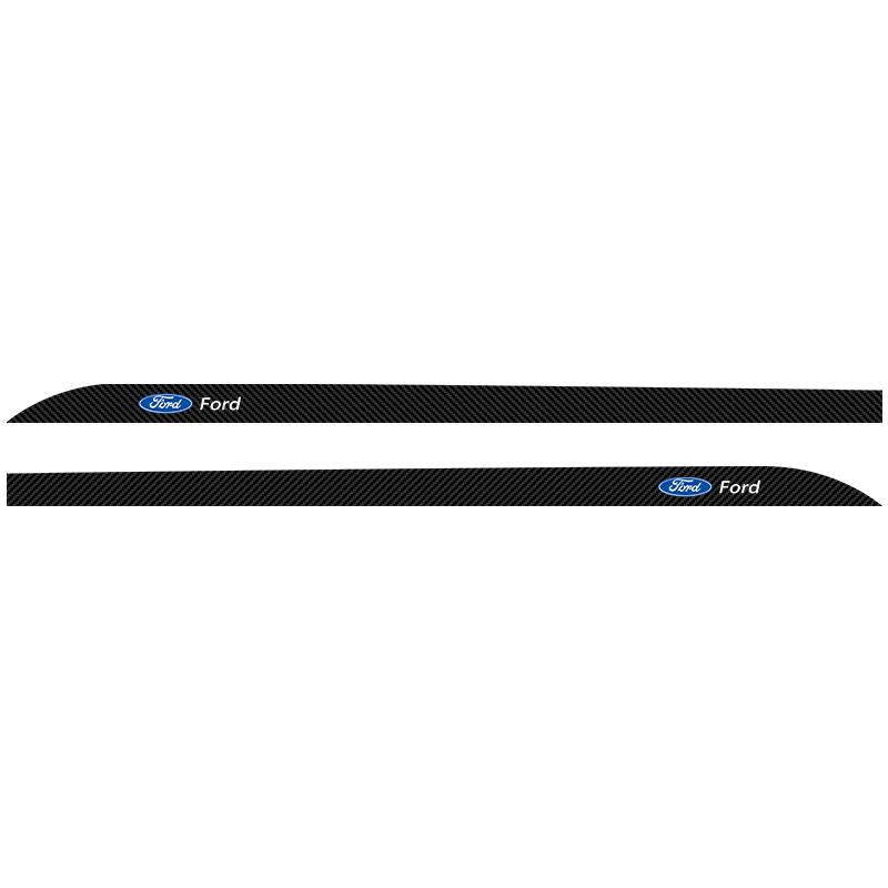 2pcs Car Door Side Skirt Sill Stripe Carbon 3D Sticker Decals For Ford Focus Mondeo Kuga Fiesta MK7 Escort Explorer Edge 2 4 MK2 MK4