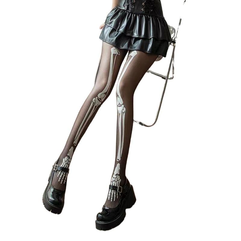 Horror Halloween Tights Foot Bone Skeleton Halloween Cos Pantyhose Silk Tights Funny And Halloween Pantyhose