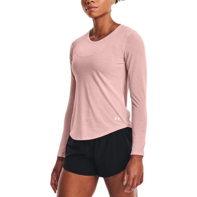 Under Armour Streaker Dry Comfortable Running Long Sleeve T-Shirt With Hollow Back Design Women Tops Pink 1370339-676