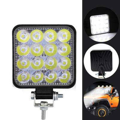 2 Stück 48 W quadratischer Scheinwerfer, helles LED-Autolicht, SUV, LKW, Nebelscheinwerfer