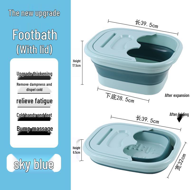 Zusammenklappbares Fußbadbecken mit Deckel für den Heimgebrauch - Fußbad, Massage, Gesundheitspflege, Kalte Gebärmutter-Therapie, Überknöchelige Wäsche