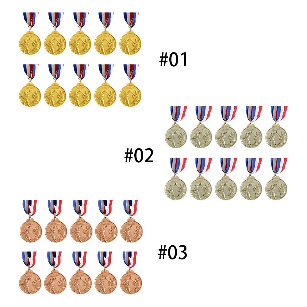 10Pcs Baseball Medals Metal Winner Medals with Neck Ribbon Competition Prize Medals Baseball Memorial Medal for Sports Games