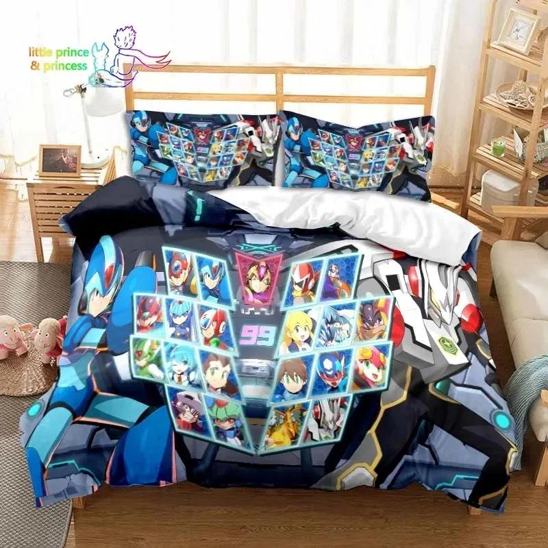 Game Gamer Megaman X Bedding Set Single Twin Full Queen King Size Bed Set Adult Kid Bedroom Bedding Gift