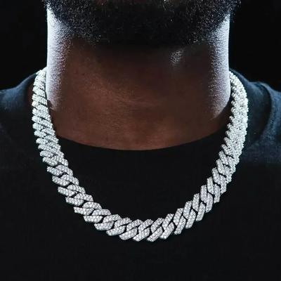 Hip Hop Γυαλιστερό 15MM Κουβανικό Κρίκο Αλυσίδα Κολιέ Γυναίκες Άνδρες Ασημί Χρώμα Στρας Παγωμένο Κουβανική Αλυσίδα Punk Κοσμήματα Κολιέ Δώρο