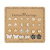 12 Pairs Colorful Combination Stud Earrings Mini Earring Set Metal Crystal Bead Ear Studs  Women