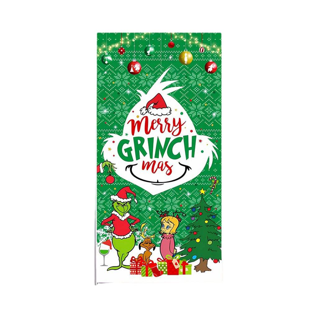 Christmas Door Cover Decorative Hanging Cloth Green Door Cover Christmas Door Curtain New Year Tapestry Door Cover Background