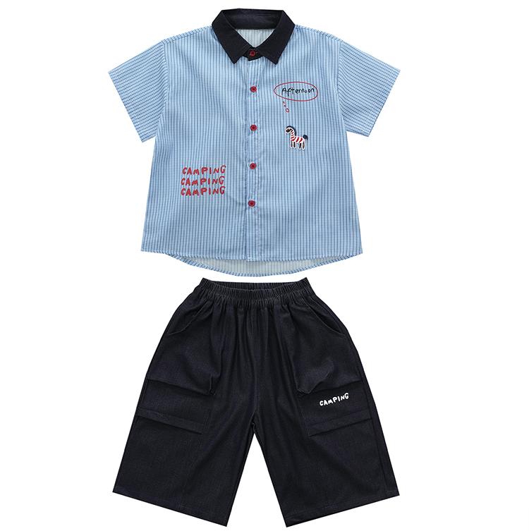 Boys' Shirt Set Summer Thin Edition 2026 New Handsome and Fashionable Baby Summer Clothes Children's Short Sleeve Two Piece Set