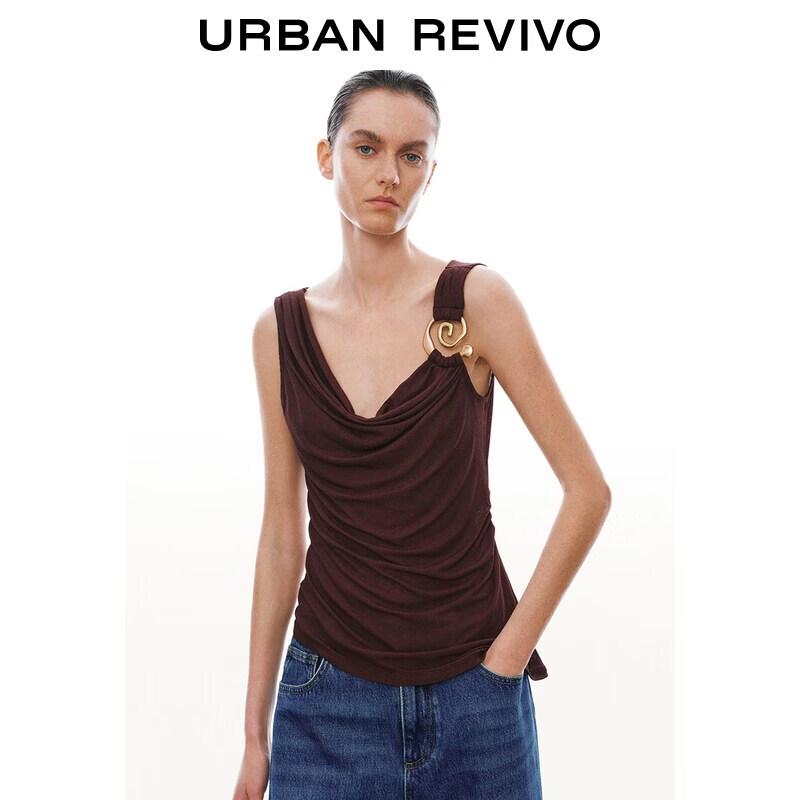 UR2026 Women s Retro Cowl Neck Slim Fit Sleeveless Top S