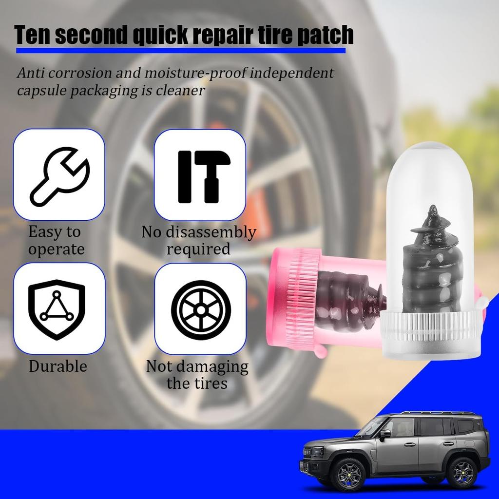 40PCS Car Tire Repair Nails, Rubber Spiral Vaccum Tyre Screw Plug with Screwdriver, Fast Self-Service Automotive Tire Puncture Repair Nail, Universal