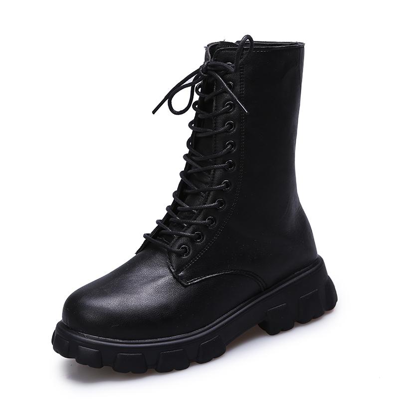 Boots Women 2025 Autumn Winter PU Leather White Ankle Boots Motorcycle Botines Female Chunky Heels Platform Boots Botas Mujer
