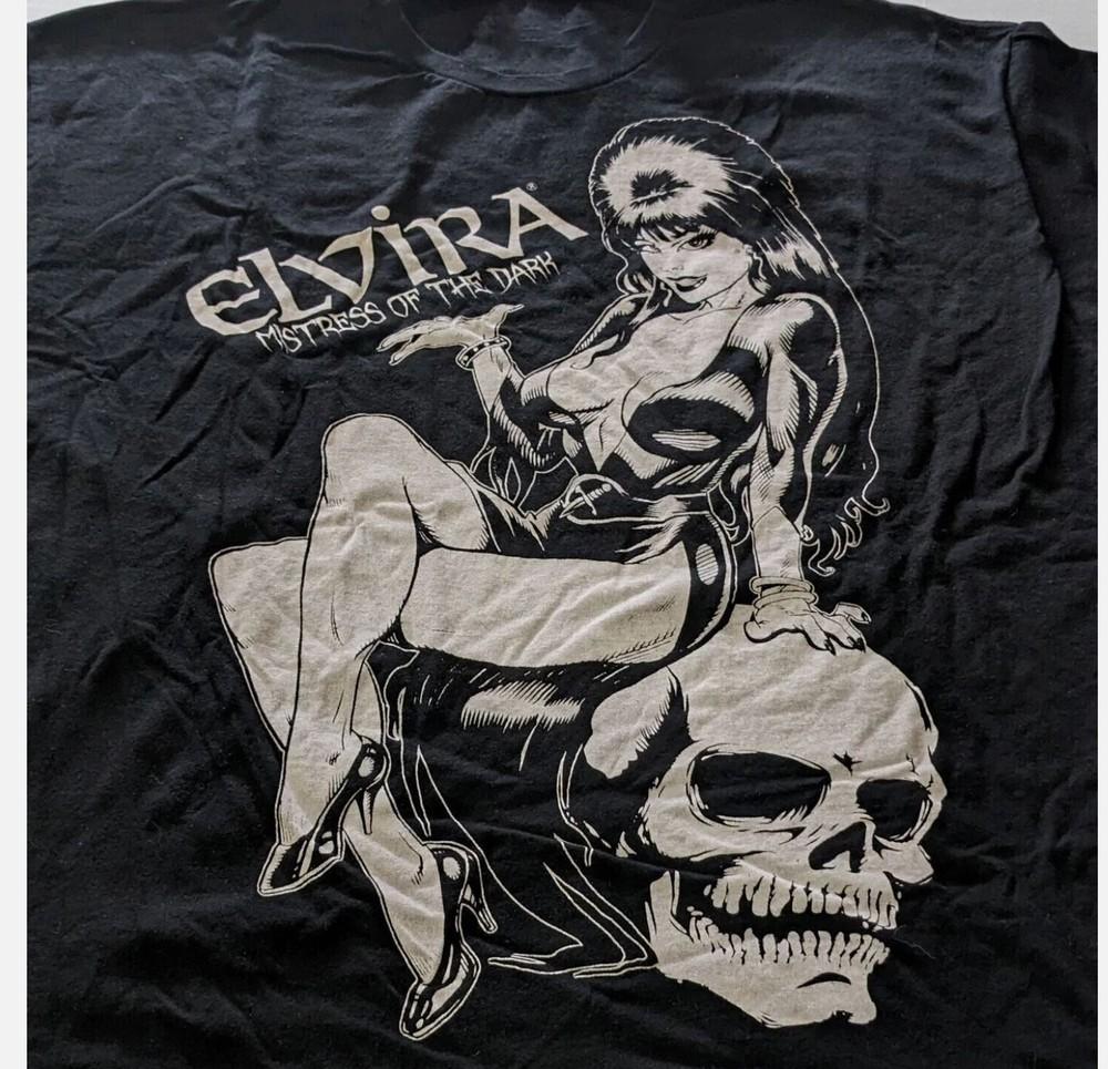 666 Эльвира Хозяйка Тьмы Комикс Череп Унисекс Репринт Футболка хлопок Унисекс Футболка S