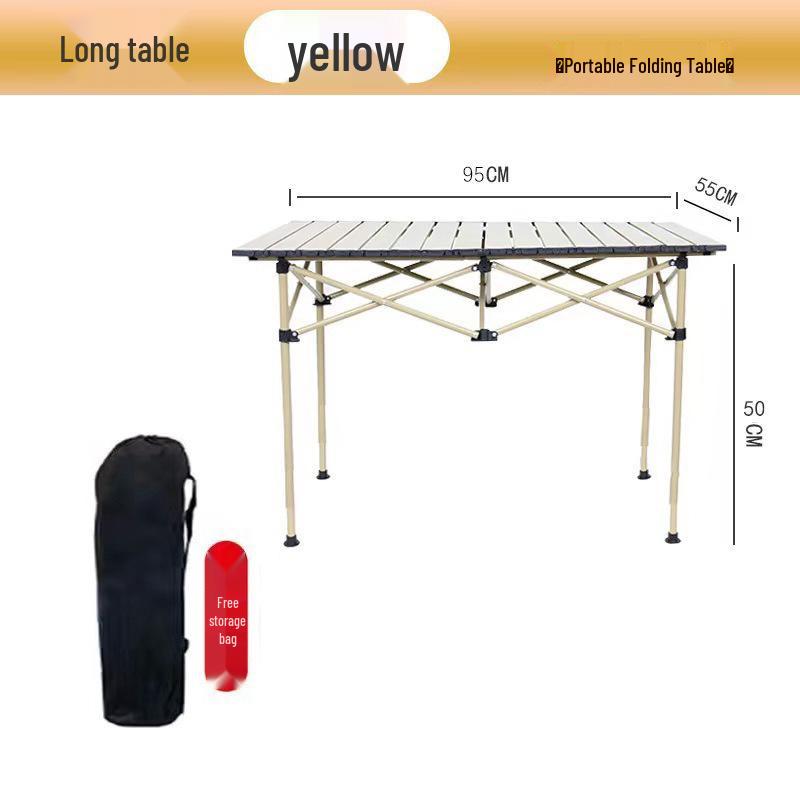 Portable Metal Roll-Up Folding Table for Camping, Picnic, and BBQ