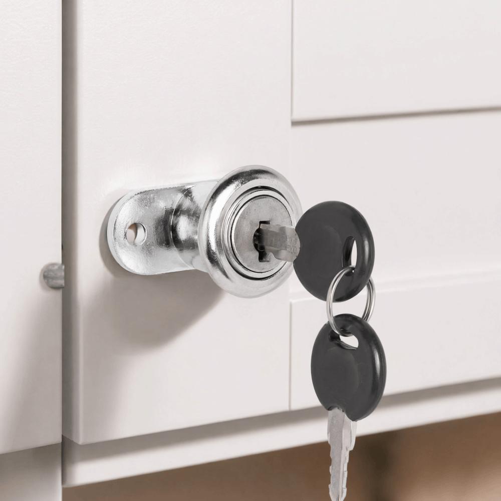 4pcs Security Cam Lock Silver Cabinet Lock Durable Drawer Lock Desk