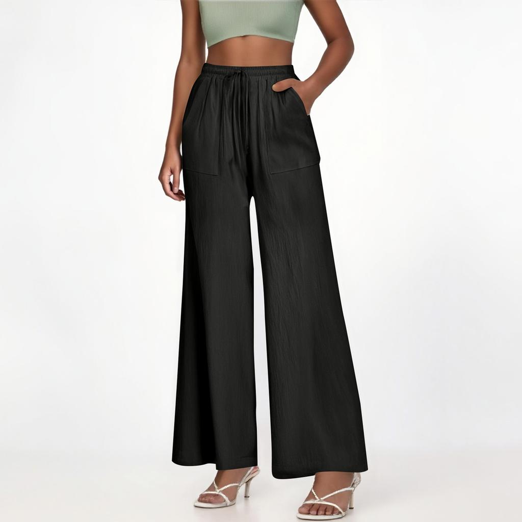 Women's Stylish Color High-waisted Baggy Wide-leg Pants With A Full-length Casual Straight-leg Pants