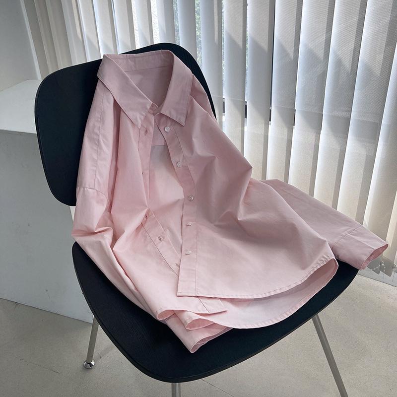 Großes, einfarbiges, langärmliges Hemd für Damen, schlichtes, lockeres Freizeithemd