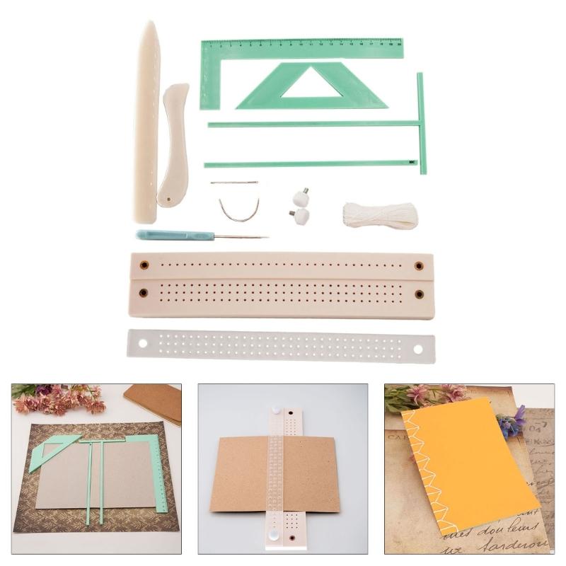 Bookbinding Kits Bookbinding Ruler Set with Binding Tool Binding Accessories Set Scrapbooking Tool T-shaped Ruler Spacer