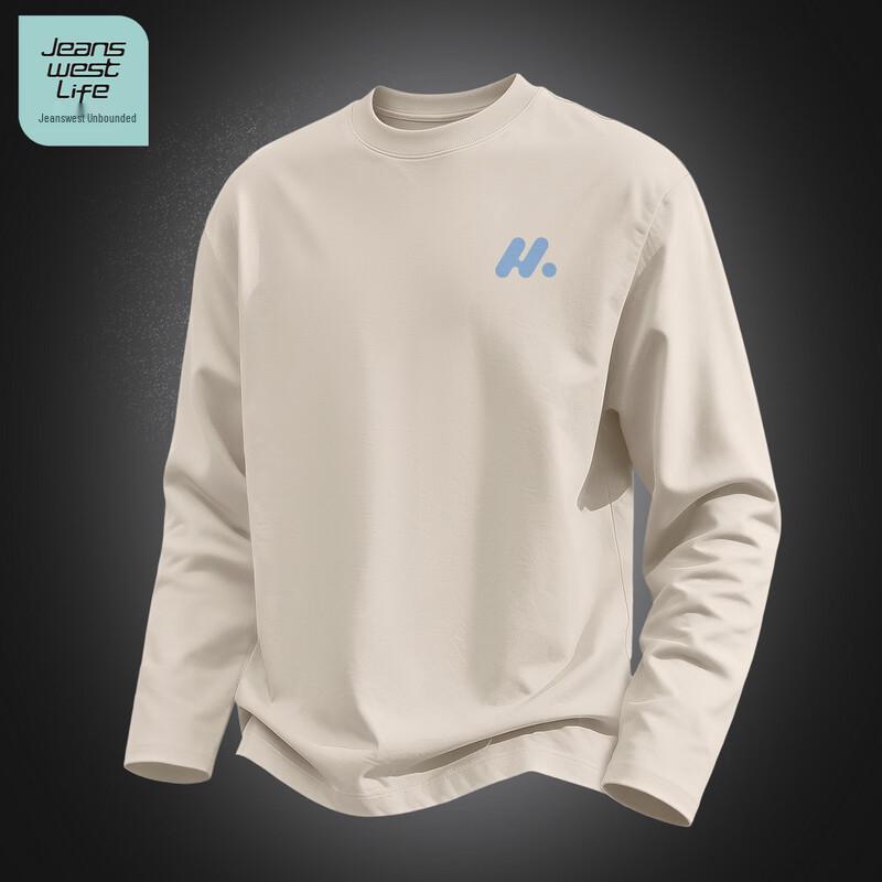 JEANSWEST LIFE Men's Loose Fit Pure Cotton Long Sleeve T-Shirt