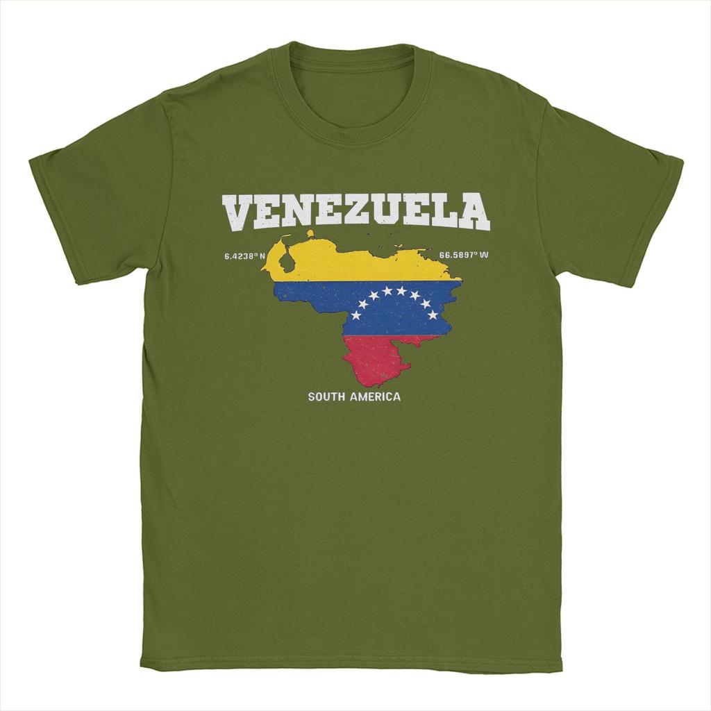 Men Women Print Venezuelan Flag Map  Tee T Shirt Cotton  T-shirts Clothes