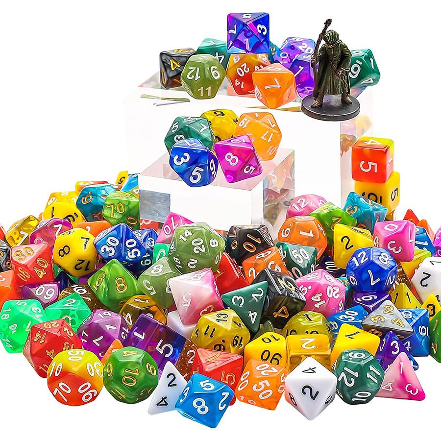 35 Polyhedral Dice with 5 Black Pouches, 5 Complete Colors Dice Sets of D4-D20 Compatible with DND RPG Table Games JXB