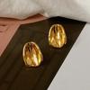 Real  Sterling Silver 18K Gold Irregular Elliptical Stud Earring for Women Personality Fine  Trendy Accessory