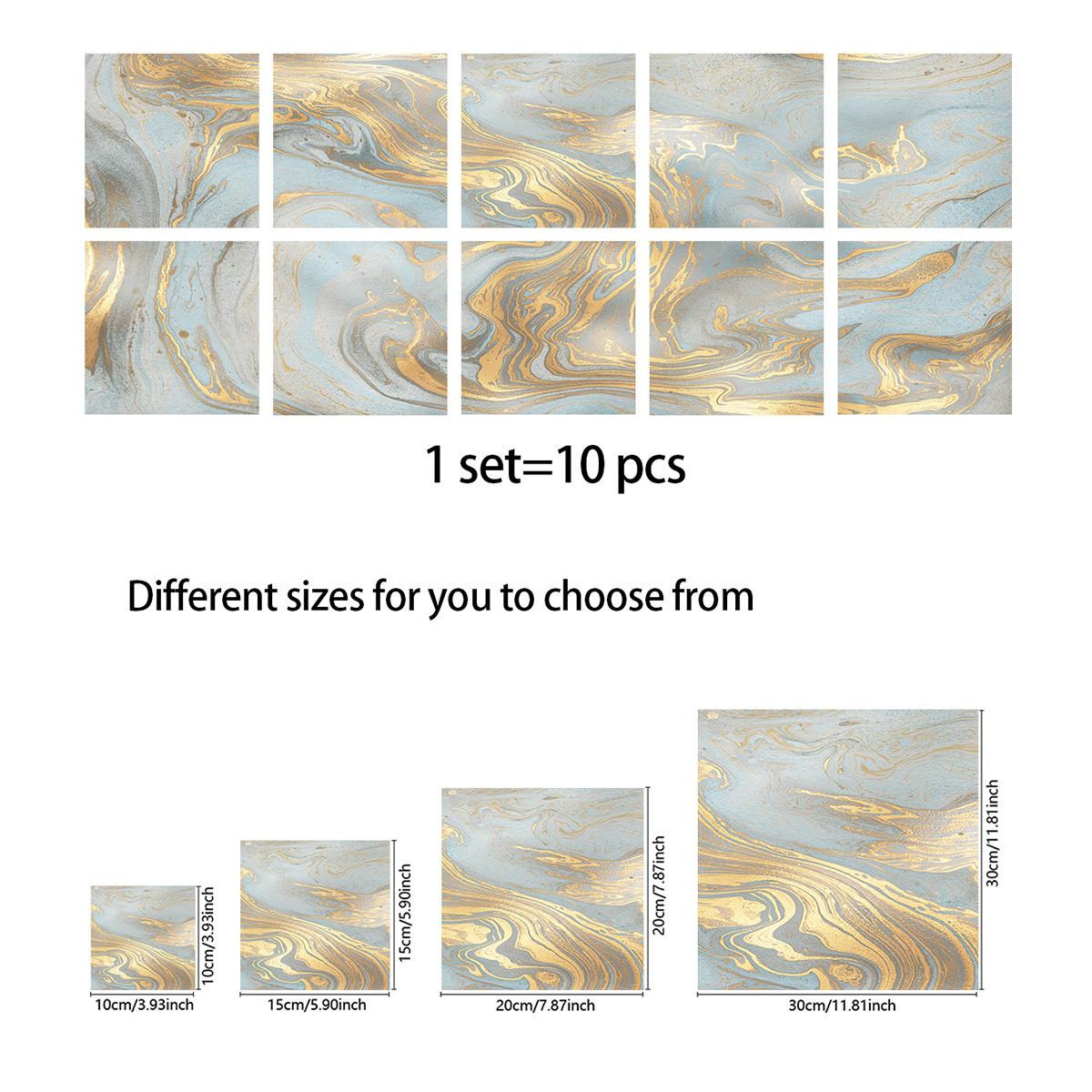 

10 шт., серо-белые красочные наклейки на мраморную плитку, кухонный шкаф, ванная комната, домашний декор, самоклеящиеся хрустальные твердые пленки, художественные наклейки на стены 30cm×30cm×10pcs
