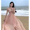 Summer New Vacation Niche Neck Tube Top Dress Femininity Thin Ruffle Skirt Vacation Dress