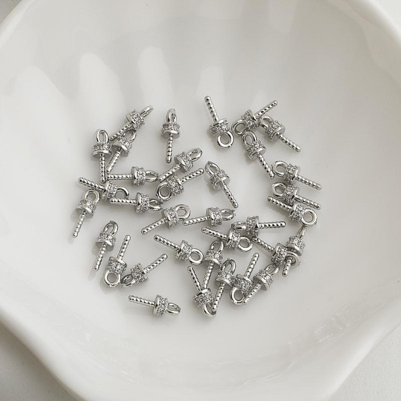 Позолоченная 14K Золотом Штырь-Глаз Круглый Циркон Жемчуг Подвеска-Колпачок для DIY Украшений