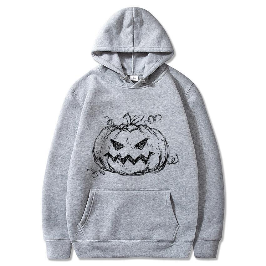 Halloween Autumn Winter Big Pumpkin Printed Hoodie Men's Fashion Warm Sweatshirt Casual Street Wear Warm Hoodie Gift