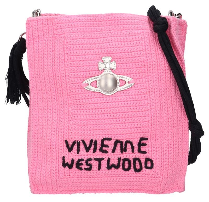 

Shoulder bag COTTON YARN CROCHET TOTE SMALL 4D030001U K004W G401 PINK [Vivienne Westwood] [Used]