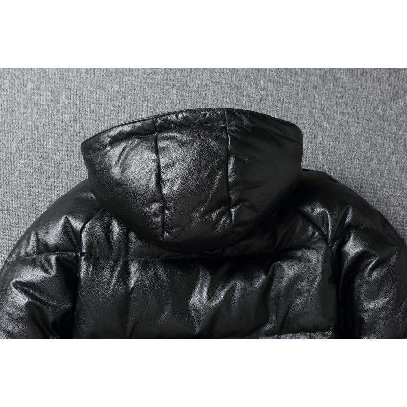 Chinese Size Raglan Sleeve Thick Men Leather Jacket Hood Warm Duch Down Coat Winter Jackets Genuine Cow Leather Coats Mens Clothing