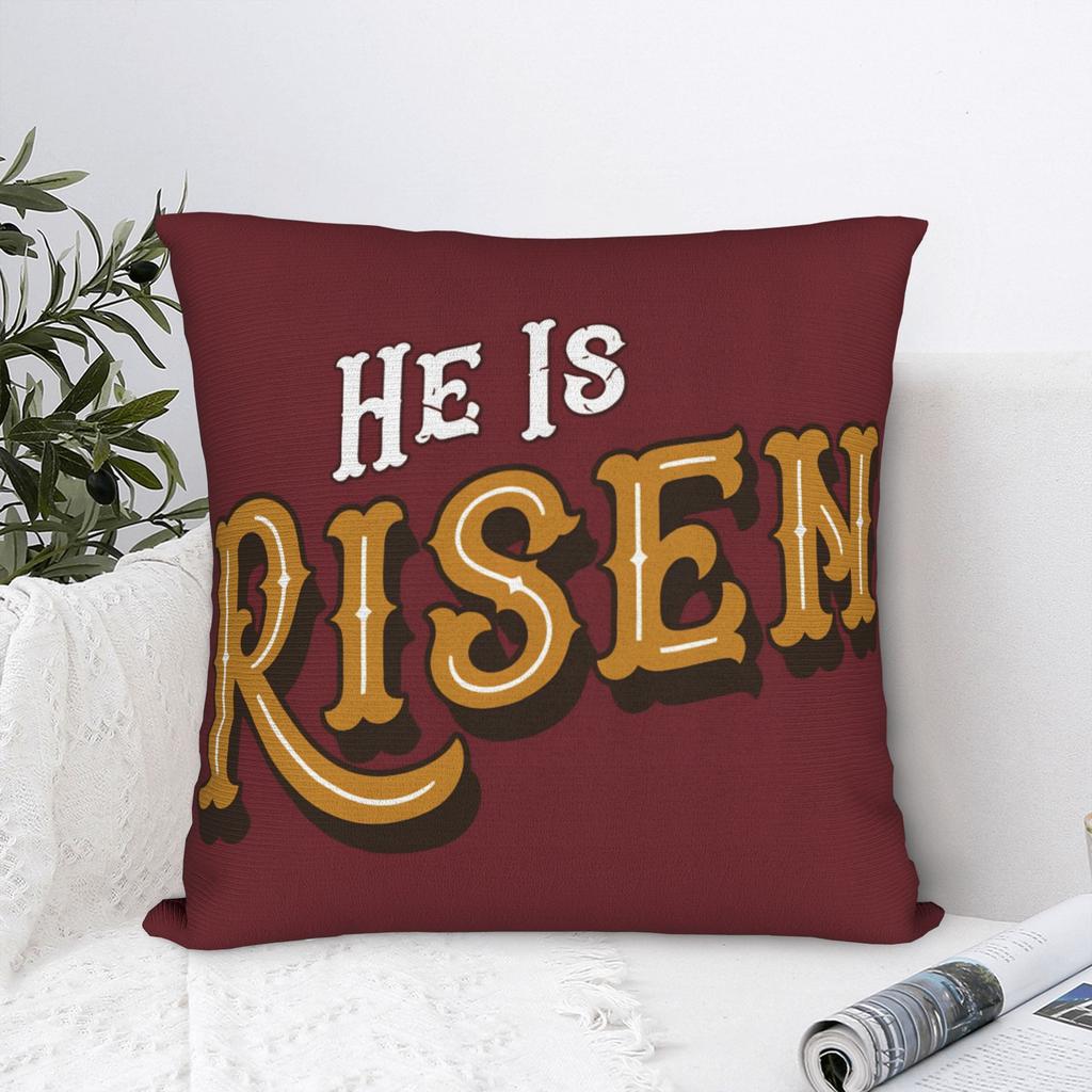 He Is Risen Boho Easter Letter Pillow Cover Square Cushion Cover Vintage Pillow Case For Living Room Sofa