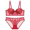 Lace Ultra Thin Bra Set Women Sexy Push Up Comfortable Breathable 3/4 Cup Underwire-Free Lingerie