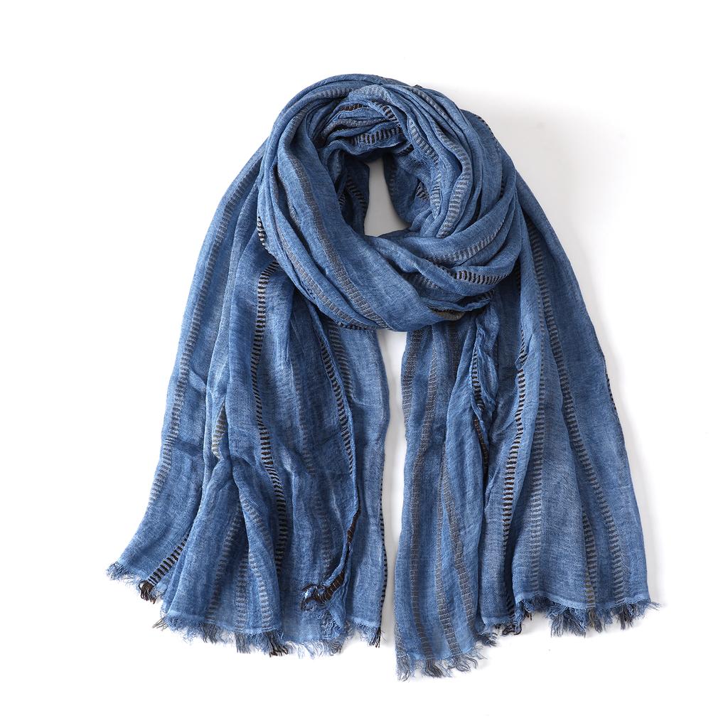 Fashion Striped Cotton Linen Scarf for Men