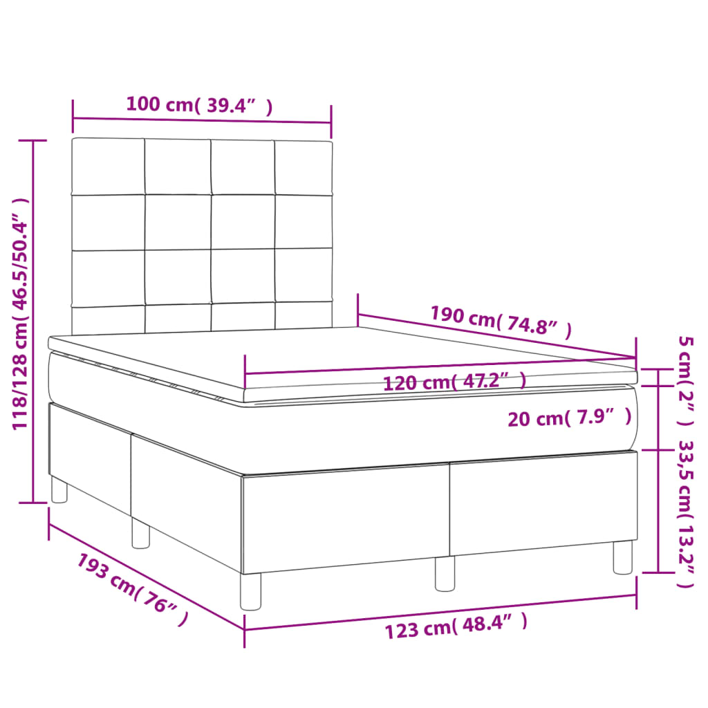 Box Spring Bed with Mattress Dark Green 120 x 190 cm Velvet