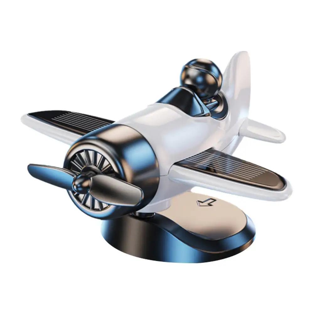Aircraft Ornament Solar Energy Powered Rotating Propeller Automobile Interior Car Fighter Accessories Ornaments Pilot Decor X3O6