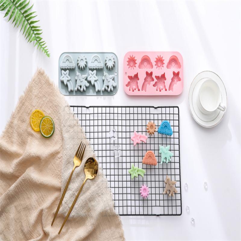 Unicorn Silicone Mold 8 Cavity 3D Flying Unicorn Themed Baking Tools Fondant Cake Chocolate Mould