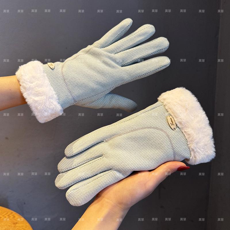 Gloves Women 2025 Velvet Outdoor Electric Vehicle Rough Edge Cold, Frost and Warm