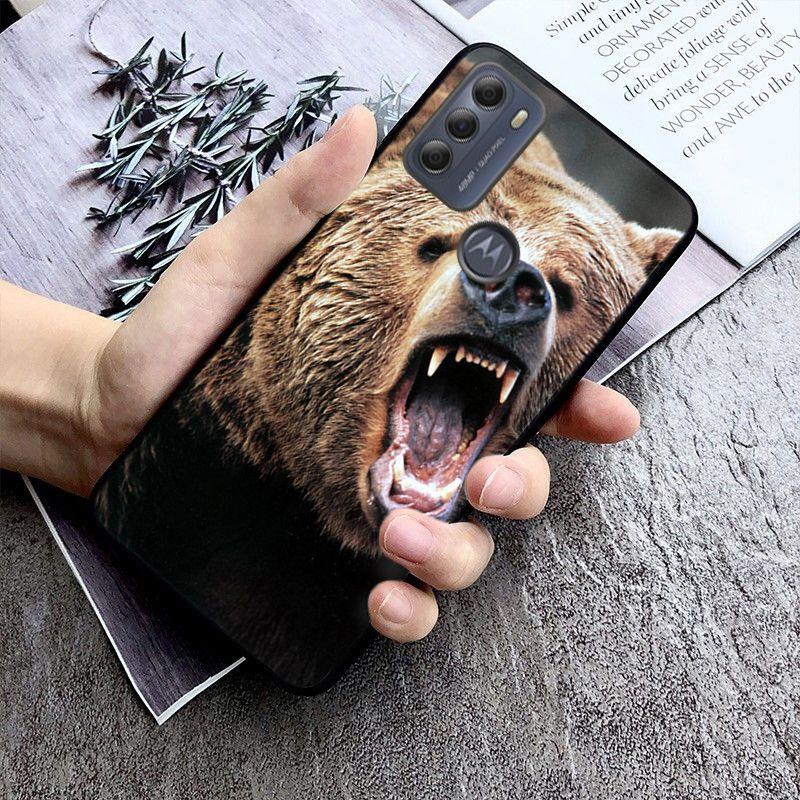 Russia black bear Case for Motorola Moto EDGE 20pro EDGE 20lite E6 E7 Cover G STYLUS GPLAY GPOWER G 5G PLUS G30 G100 Funda Coque