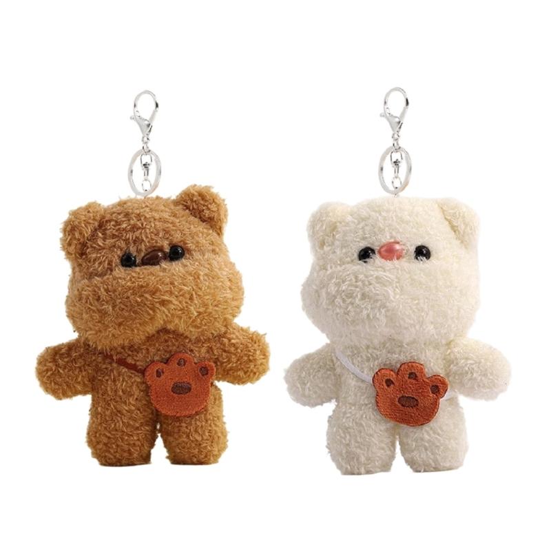 Cute Plush Bear Charm Keychain Soft Stuffed Ornament Keyring Lovely Pendants Decoration for Purse Bag Backpack Handbag
