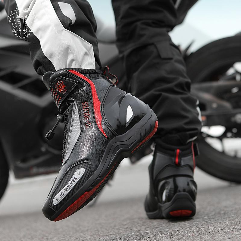 37-46 Men/Women High Top Genuine Leather Sports Shoes Rotating Button Outdoor Cycling Sports Motorcycle Boots