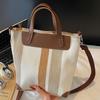 New Korean version retro handbag large simple striped canvas casual fashion large capacity shoulder commuter messenger bag