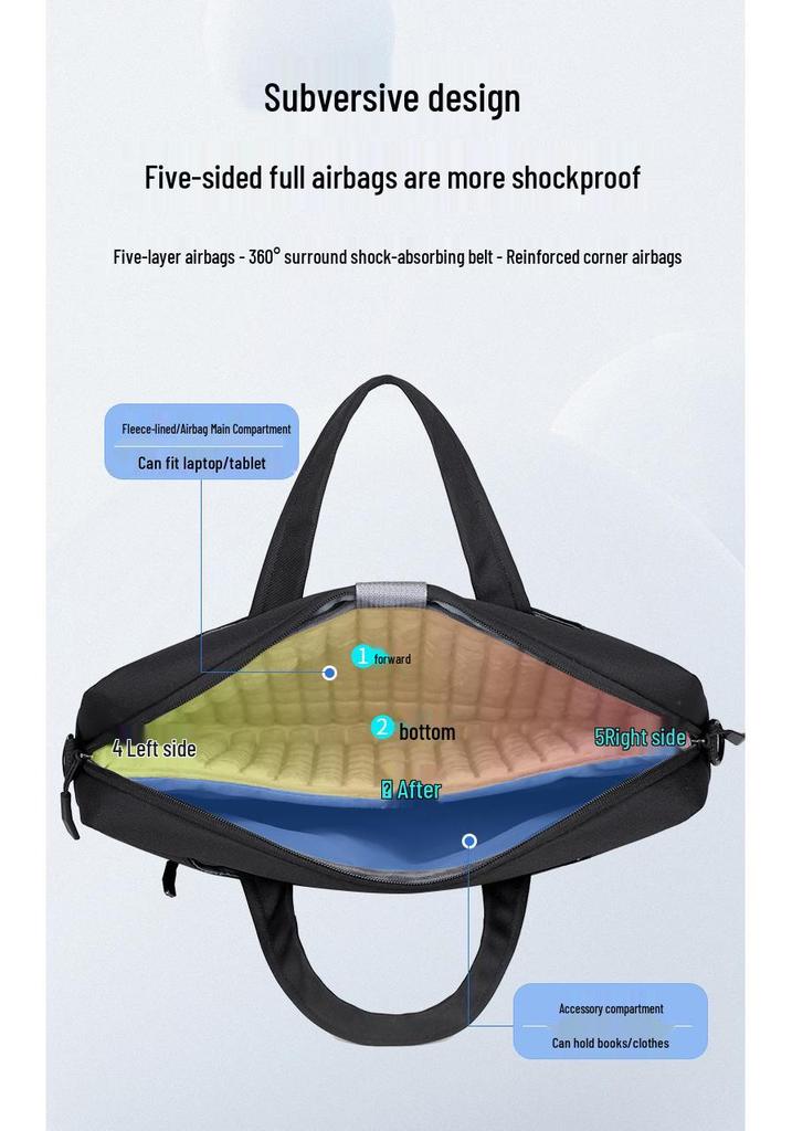 Shockproof Airbag Laptop Bag – Large Capacity Handheld & Crossbody Business Briefcase with Custom Logo