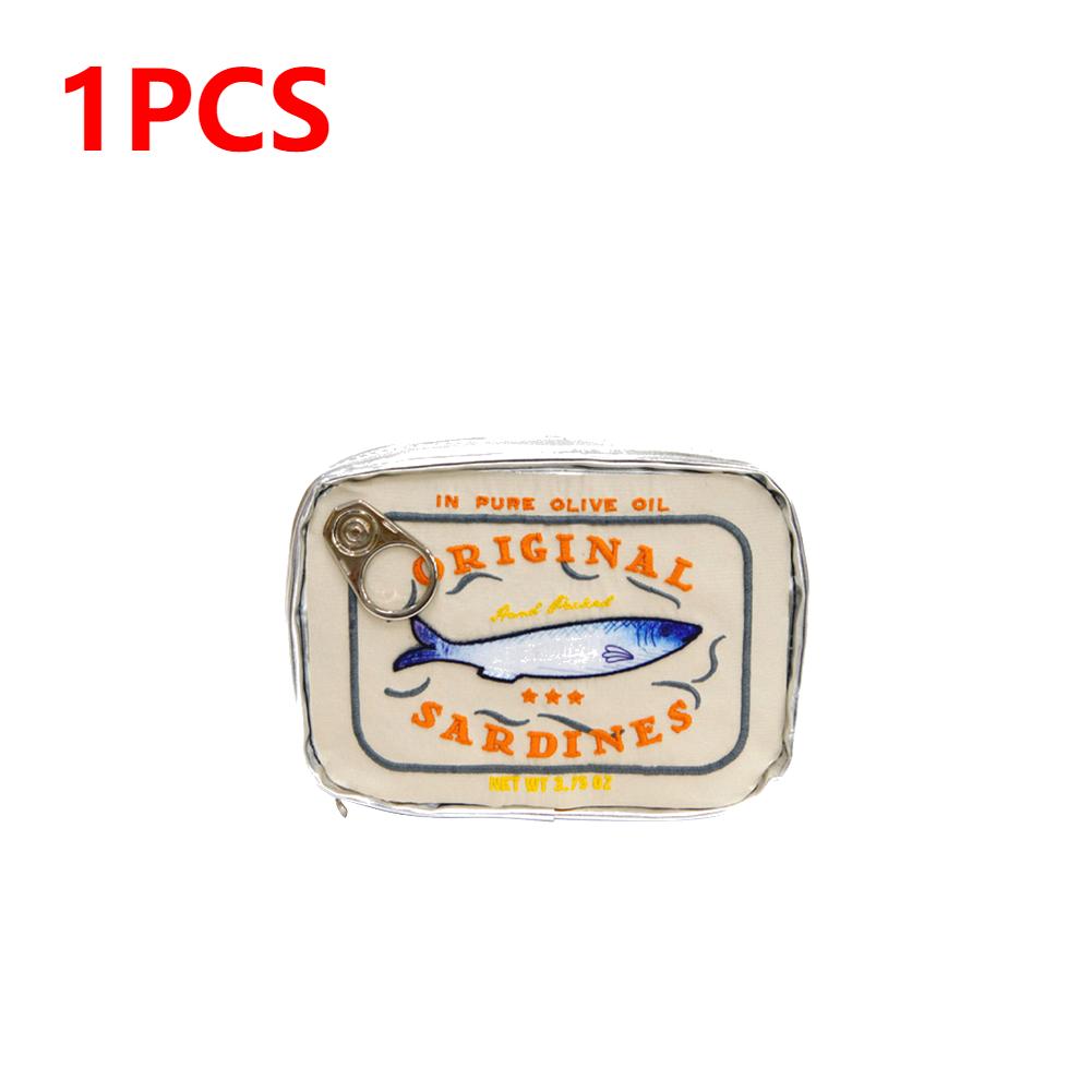 Cute Cosmetic Bag Sardines Cans Shape Funny Bag Creative Portable Toiletry Bag Fashion Zipper Multi-function Soft Makeup Bags
