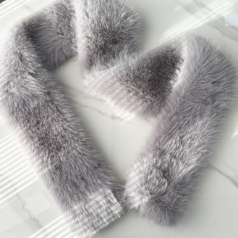 European and American Style Thickened Imitation Fox Fur Scarf: Warm, Versatile, Plush Neck Warmer