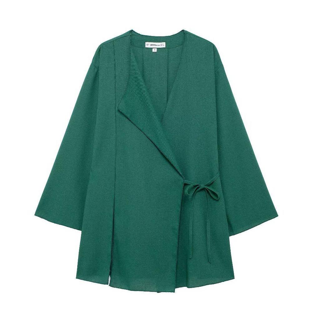 Spring European & American Style Kimono Cross Jacket with Casual Pants