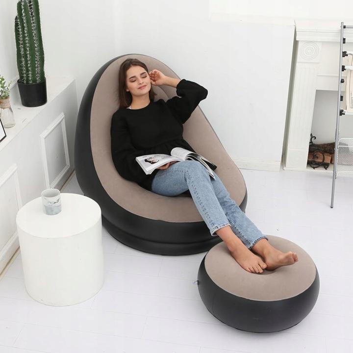 Inflatable Armchair with Footrest, Garden Beach Lounger